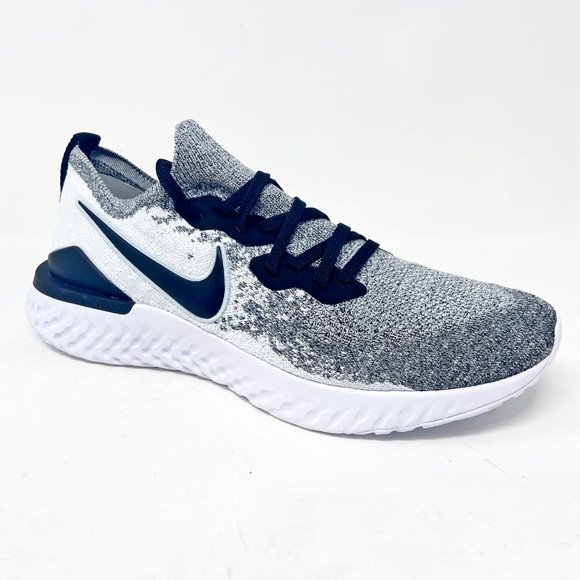 Nike Epic React Flyknit 2 White Black Platinum Oreo Mens Running Sneaker Shoes - Picture 2 of 5